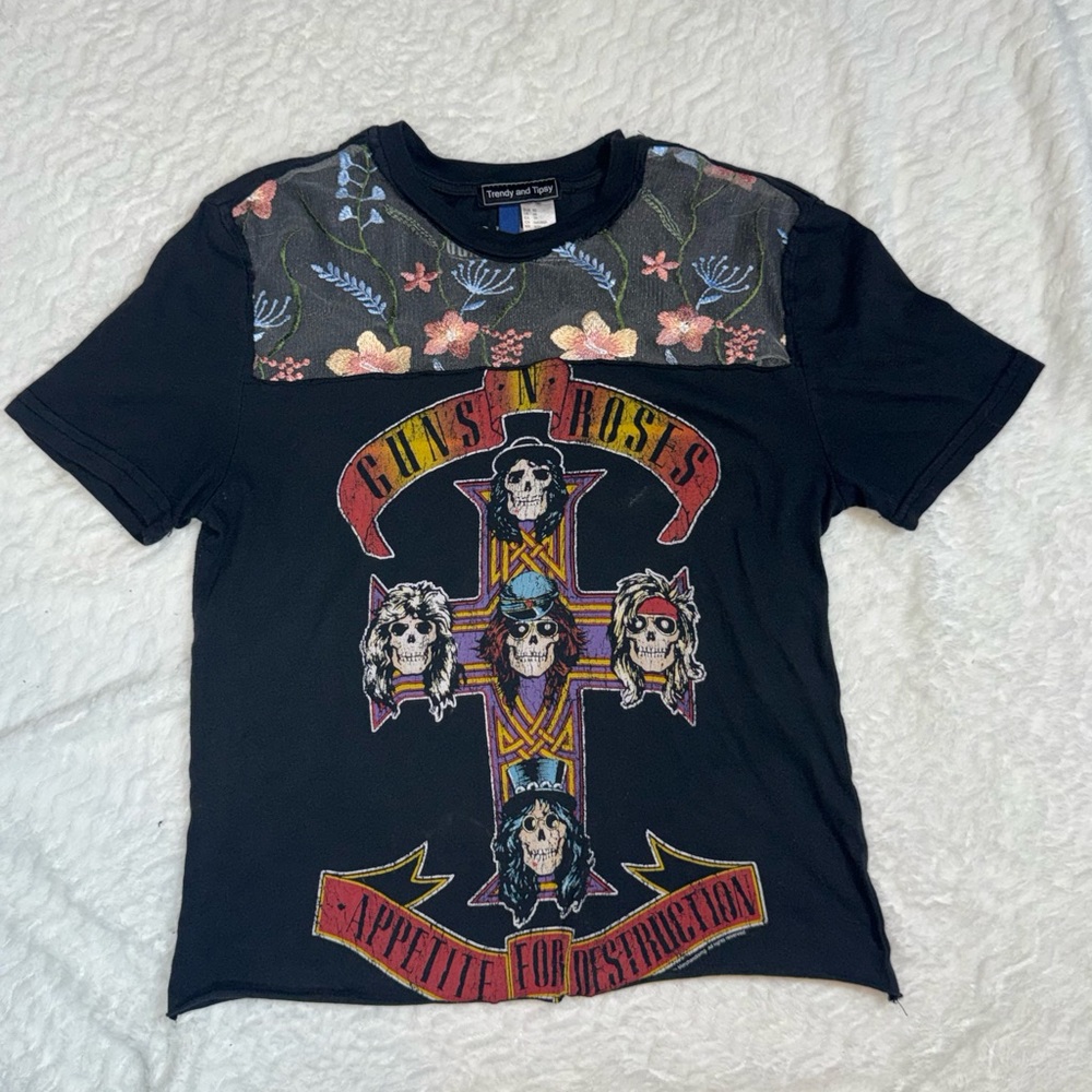 Guns N Roses one of kind Black Graphic Women's Top